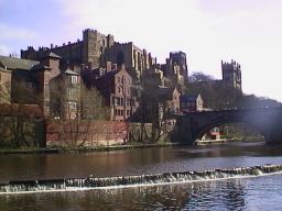 Durham castle and River with weir